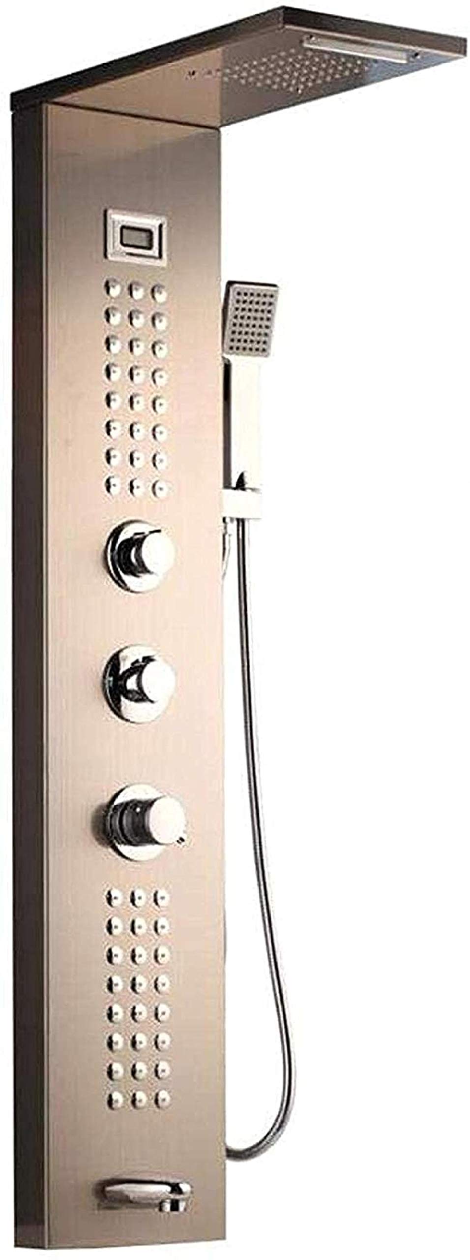 GLJTUO Shower Set Shower Set Shower System Golden Black Nickel Brushed Digital Display Shower Panel Column Rain Waterfall Shower Spa Jets Bath Shower Mixer Faucet Chrome Shower,Rose Gold