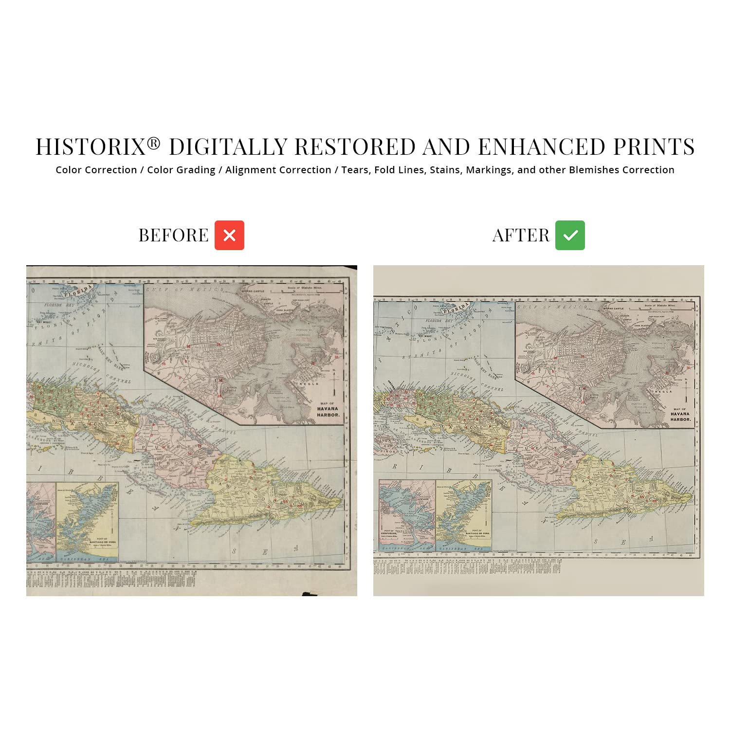 Amazon.com: HISTORIX 1904 Vintage Cuba Map - 18x24 Inch