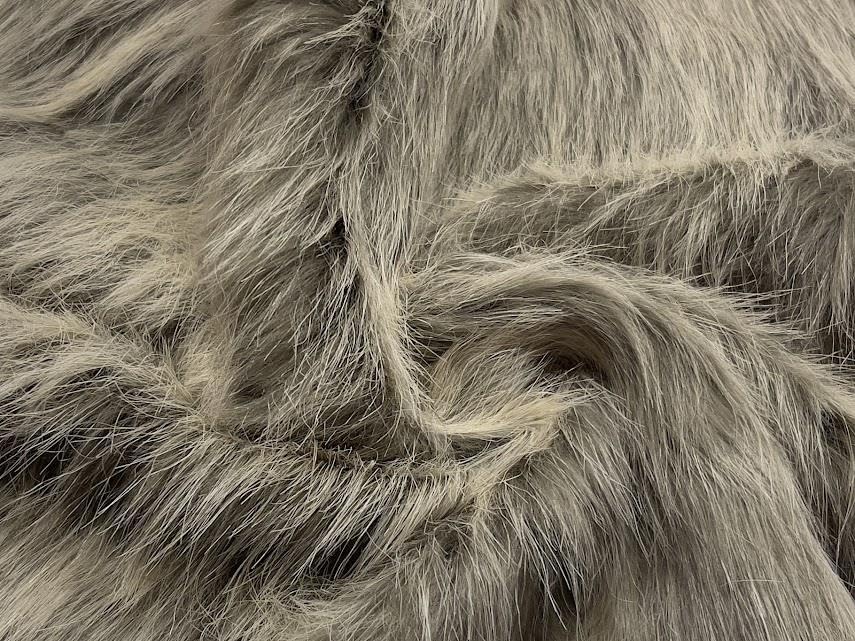 Tissu imitation fourrure Taupe clair givré en rouleau de 10 mètres