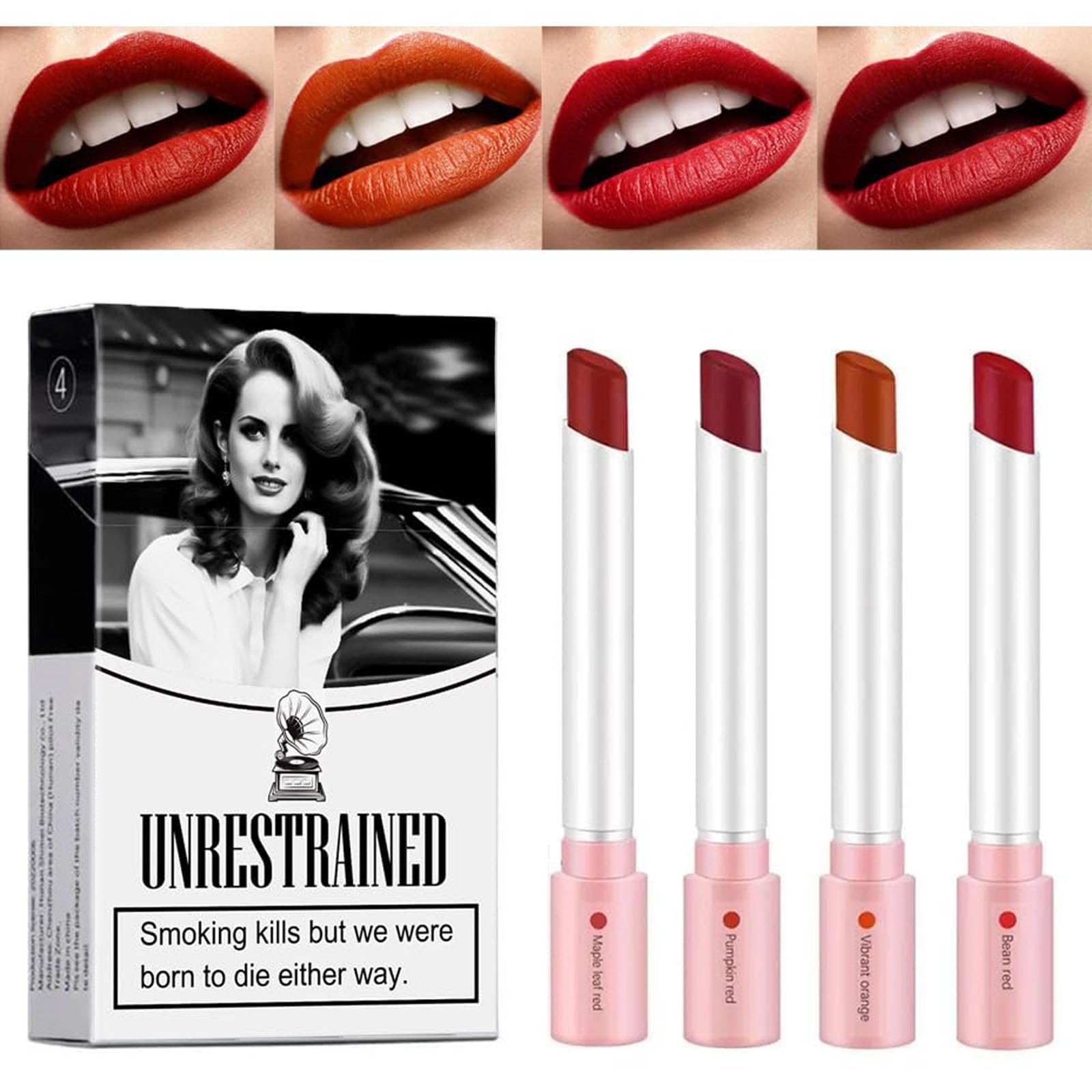 lana del rey cigarette lipstick amazon 4 PCS Lipstick, Lana Del Rey Cigarettes, Rouge  Lvres Cigarette, Rouge  Lvres, Texture Velours Haute Couleur, Ensemble de Cosmtiques pour Filles et Femmes Beaut TITIMORE 4 Colors Cigarettes Matte