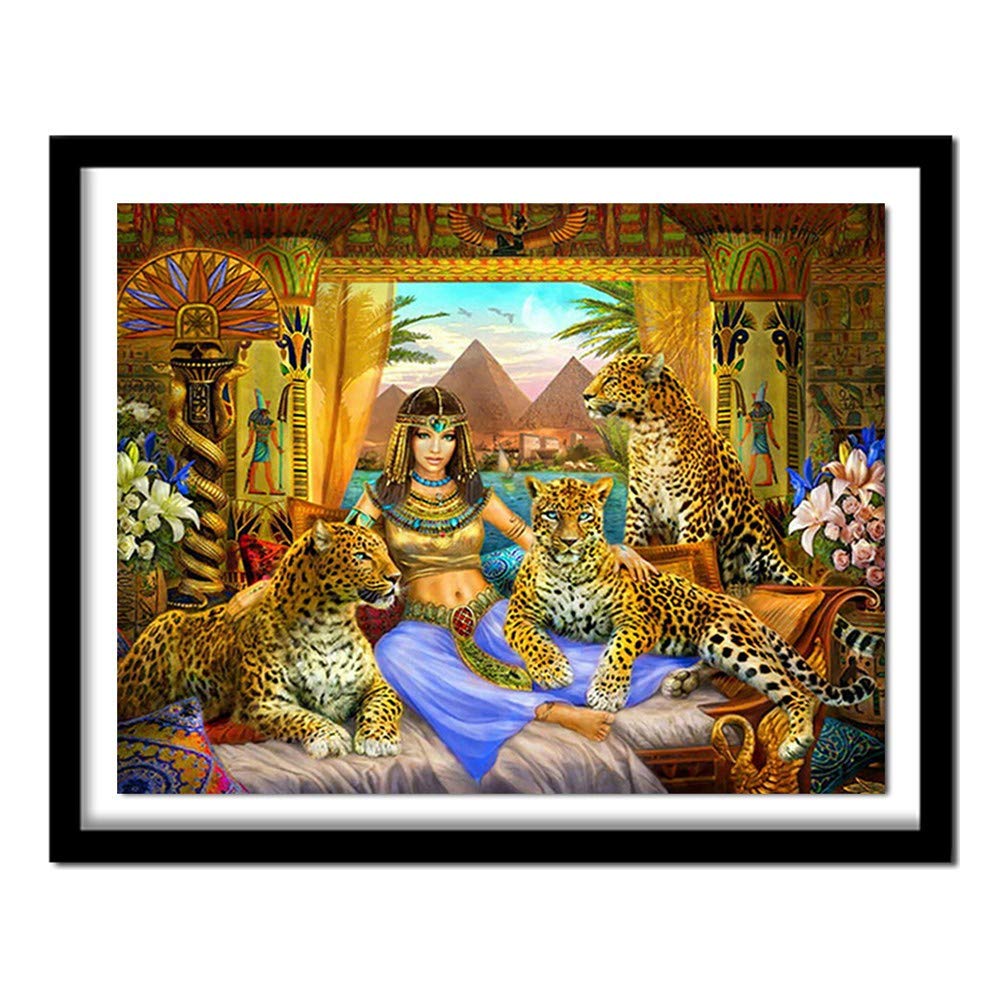 Diamond Painting by Numbers Kit for Adults/Kids Queen Leopard 40x50cm/16*20in DIY 5D Diamond Embroidery Large Full Drill Crystal Rhinestone Cross Stitch Handicrafts Home Living bedroom Wall Decoration