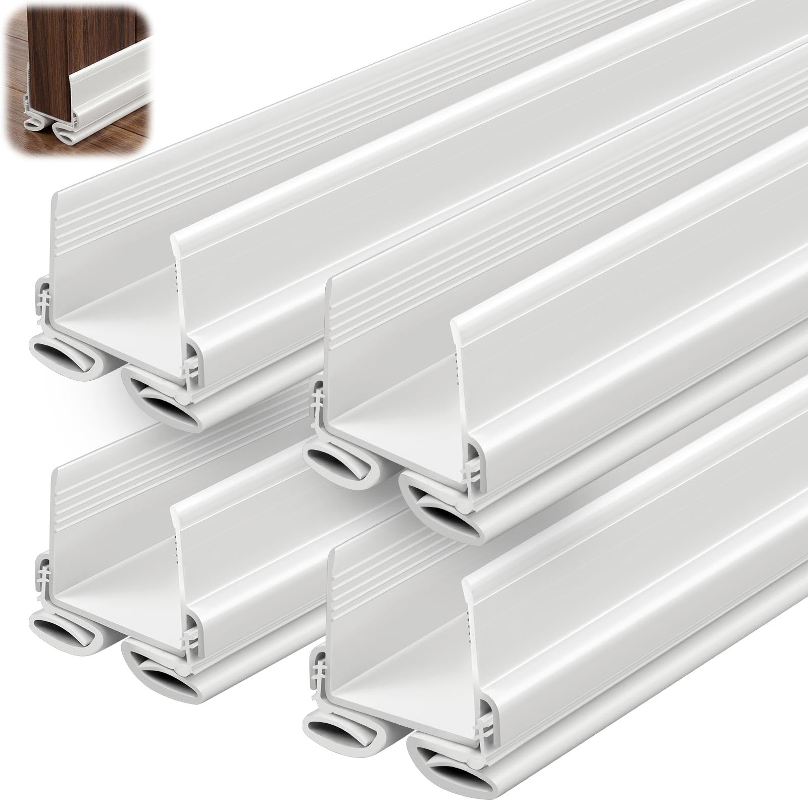 Photo 1 of Yaocom 4 Strip White 32 Inch Vinyl U-Shape Door Bottom Seal, Slide on Weatherstrip Interior Door Bottom to Block Light and Reduce Noise Fits 32 x 1-3/8 Doors, Fills 1/2 1-1/2 Gaps