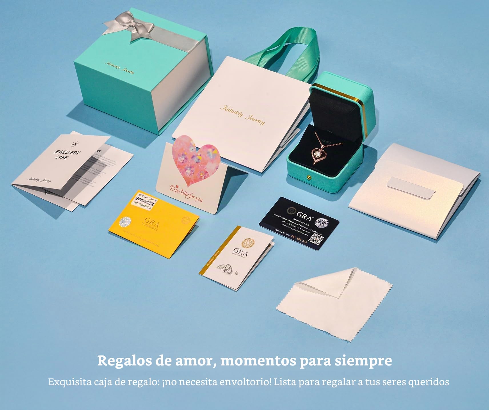 Collar Mujer 925 Plata Corazón con Diamantes de Laboratorio (1-3 qts), Grabado "I Love You" – Joyero Regalo Mujer, Ideal para San Valentín Navidad o Cumpleaños, Regalo para Esposa Novia Madre Hermana