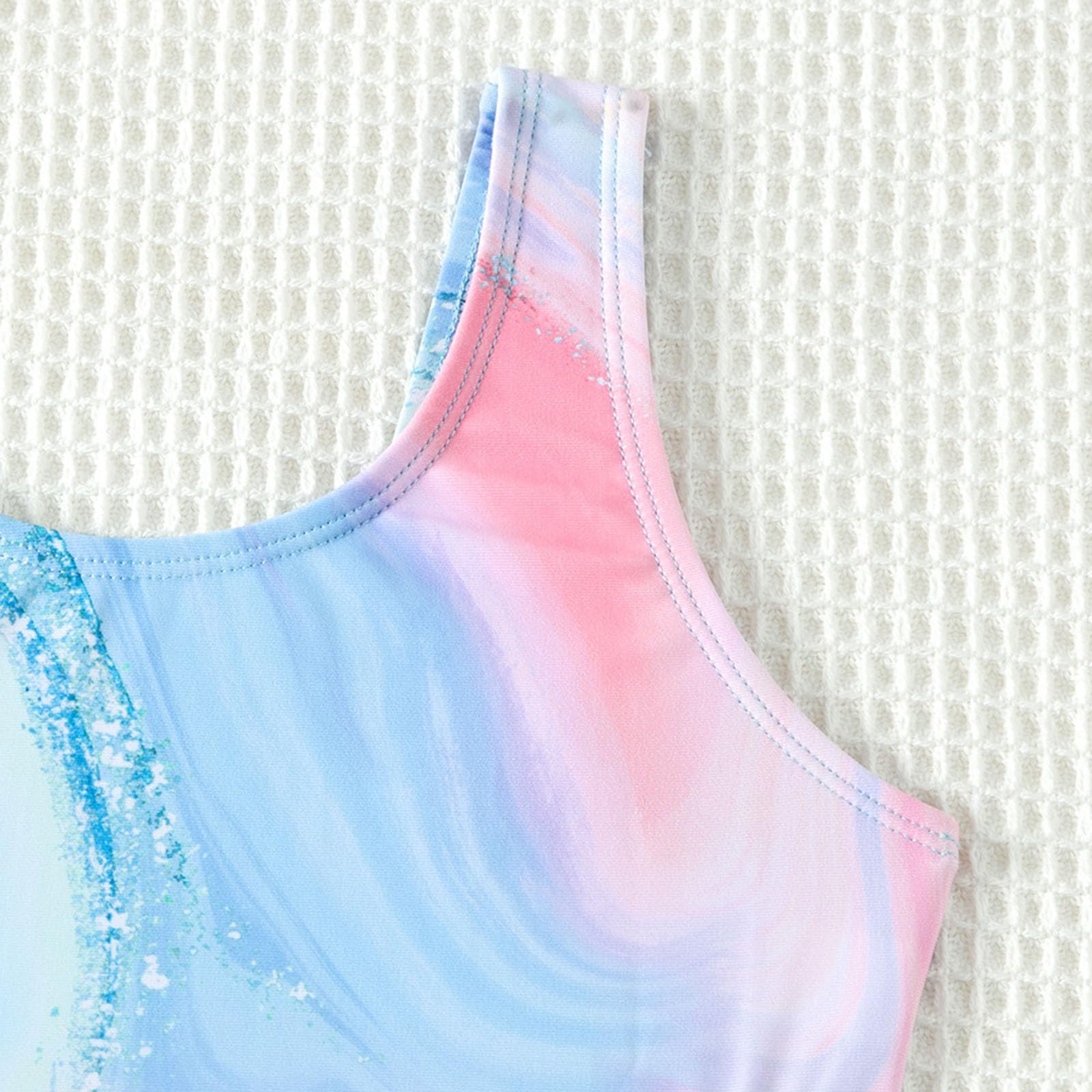 Generisch Disfraz de natación para niña, traje de baño de 1 pieza para niñas, traje de baño con recortes, estampado de verano, playa, deporte, baño