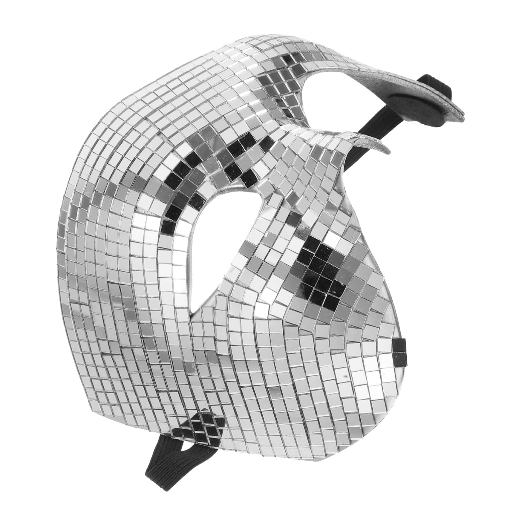 Masque disco miroir argenté demi-visage Alipis pour fêtes et soirées masquées