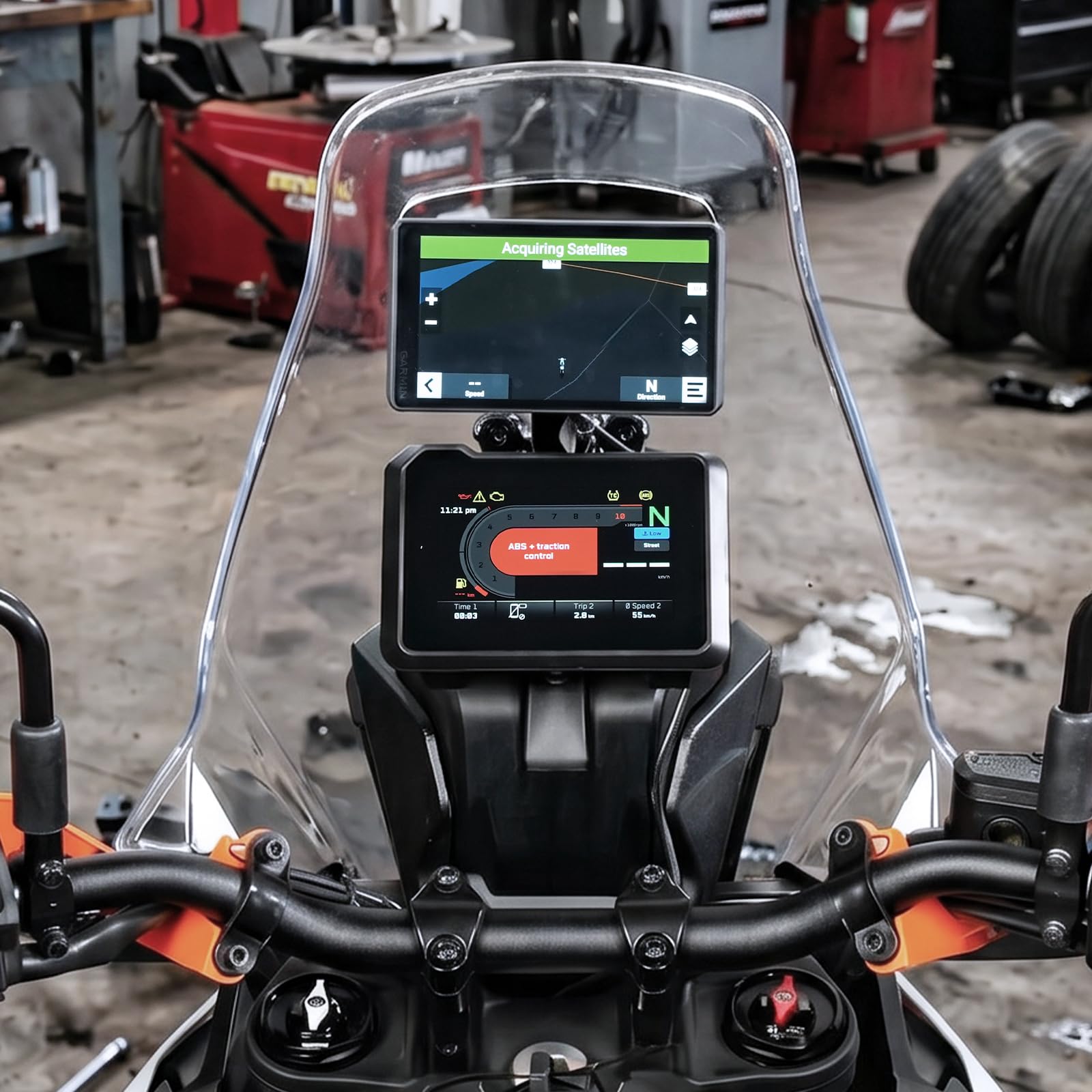 NICECNC Soporte para dispositivo, GPS, teléfono, navegación, SPC+ / AMPS con patrón de pernos compatible con KTM 390 Adventure X/R 2025-2026, ángulo ajustable, color negro