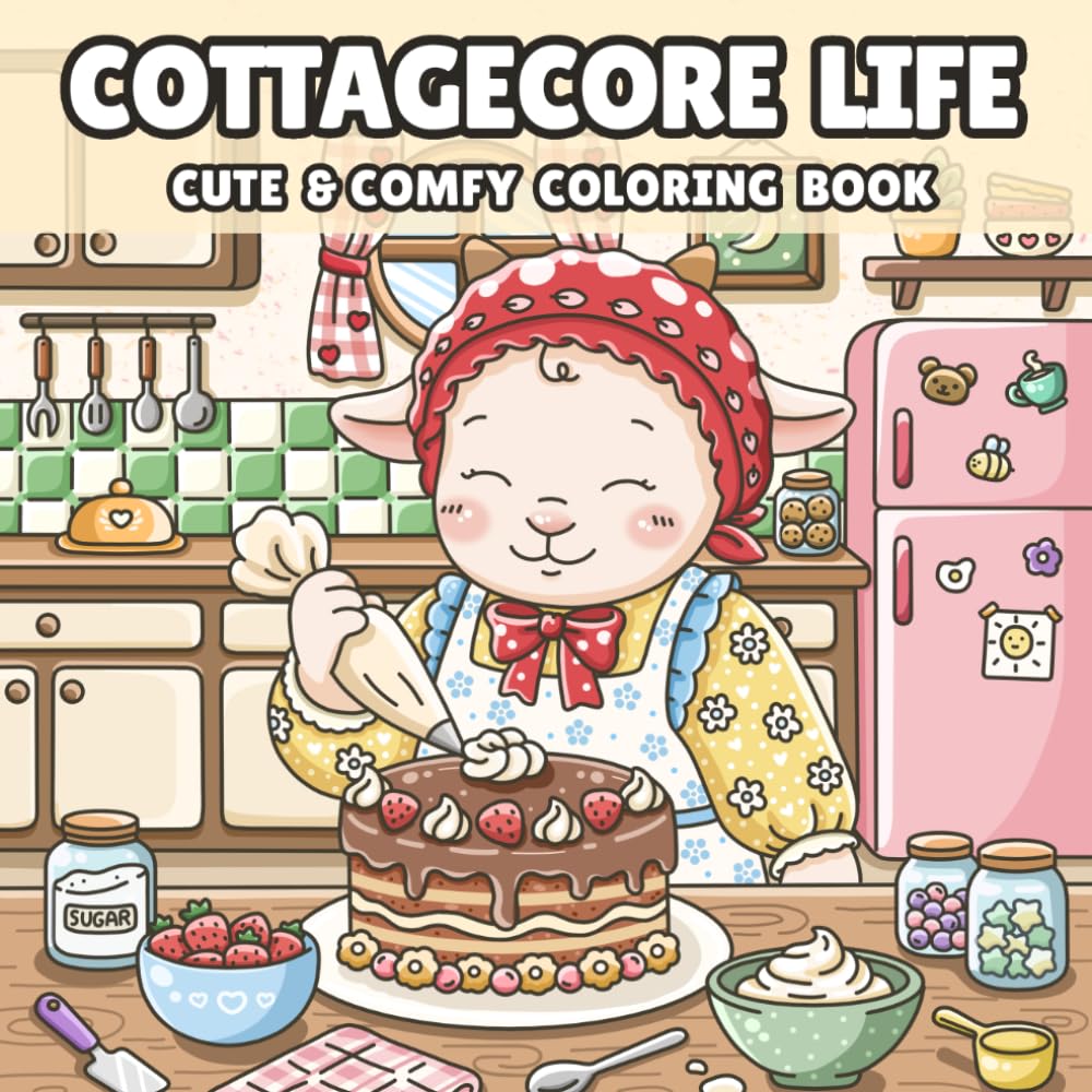 Cottagecore Life: Cozy Coloring Book for Adults and Kids Featuring Animals, Cottage Living and Relaxing Designs
