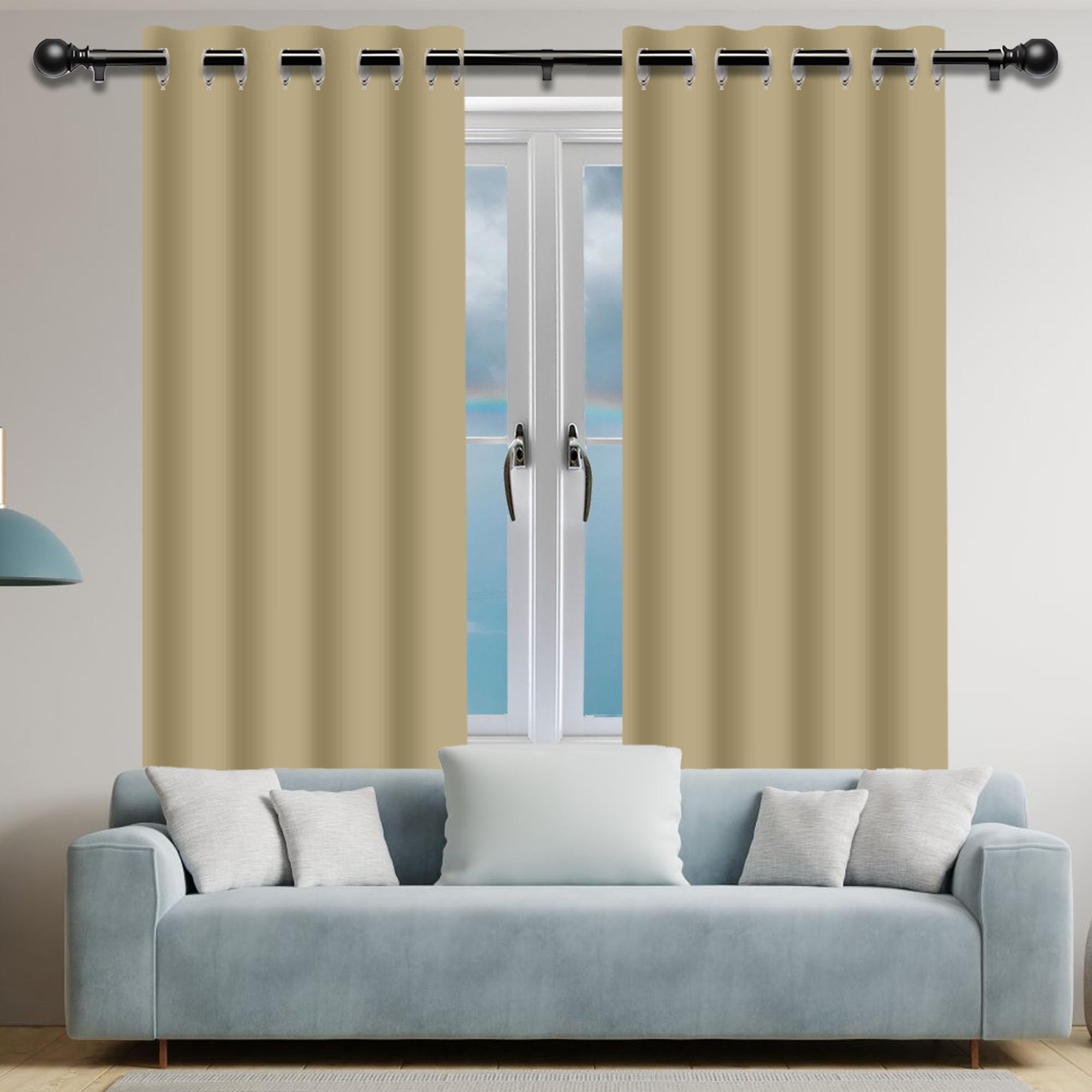 Rideau occultant beige 152x162 cm idéal pour créer un cocon dans le salon