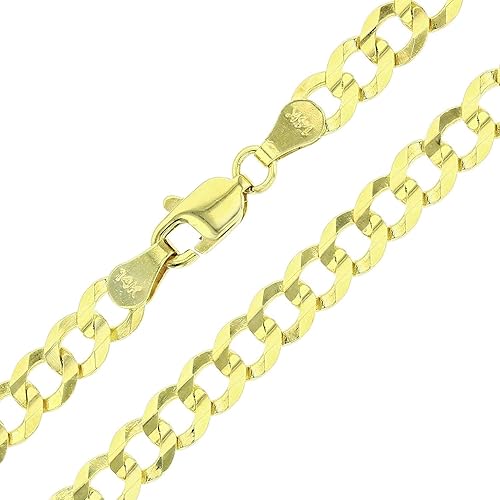 Cadenas cubanas de oro amarillo macizo de 14 quilates de 0.079 in a 0.669 in para hombres Cadena de oro italiano Collar de cadena cubana de oro de