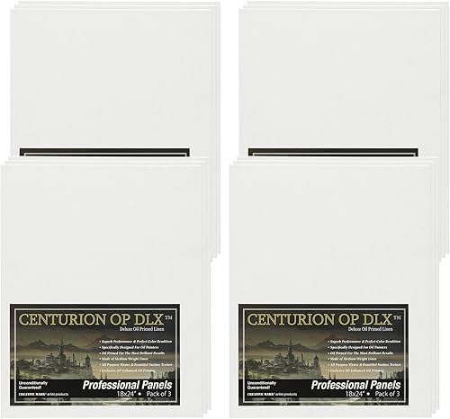 Miniatura 12 de Centurion Paquete de 3 paneles de lienzo de lino imprimados al óleo profesionales de lujo, paneles de lienzo con imprimación mejorada para pintura,