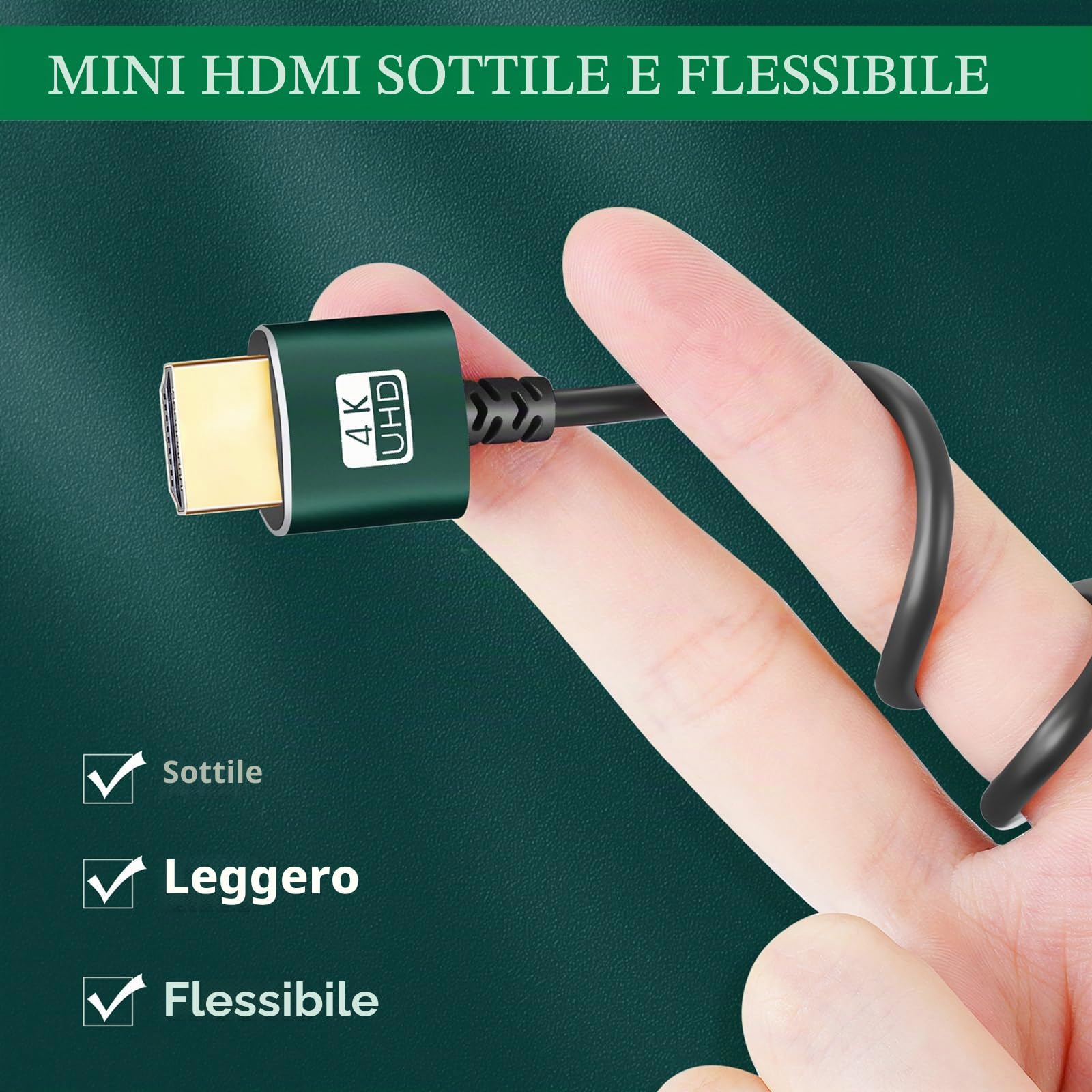 Thsucords Cavo Mini HDMI a HDMI Sottile 2M, Ultra Morbido Flessibile Cavi HDMI Mini Supporto 3D/4K@60Hz/18Gbps/1080P per Nikon/Canon DSLR,Videocamera,Computer portatile,Tablet e scheda grafica/Video