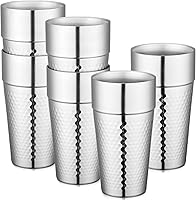 Vista 24 de Beasea Mini vasos de acero inoxidable, juego de 4 vasos de metal de 6 onzas, apilables de acero inoxidable 304, vasos de doble pared con aislamiento