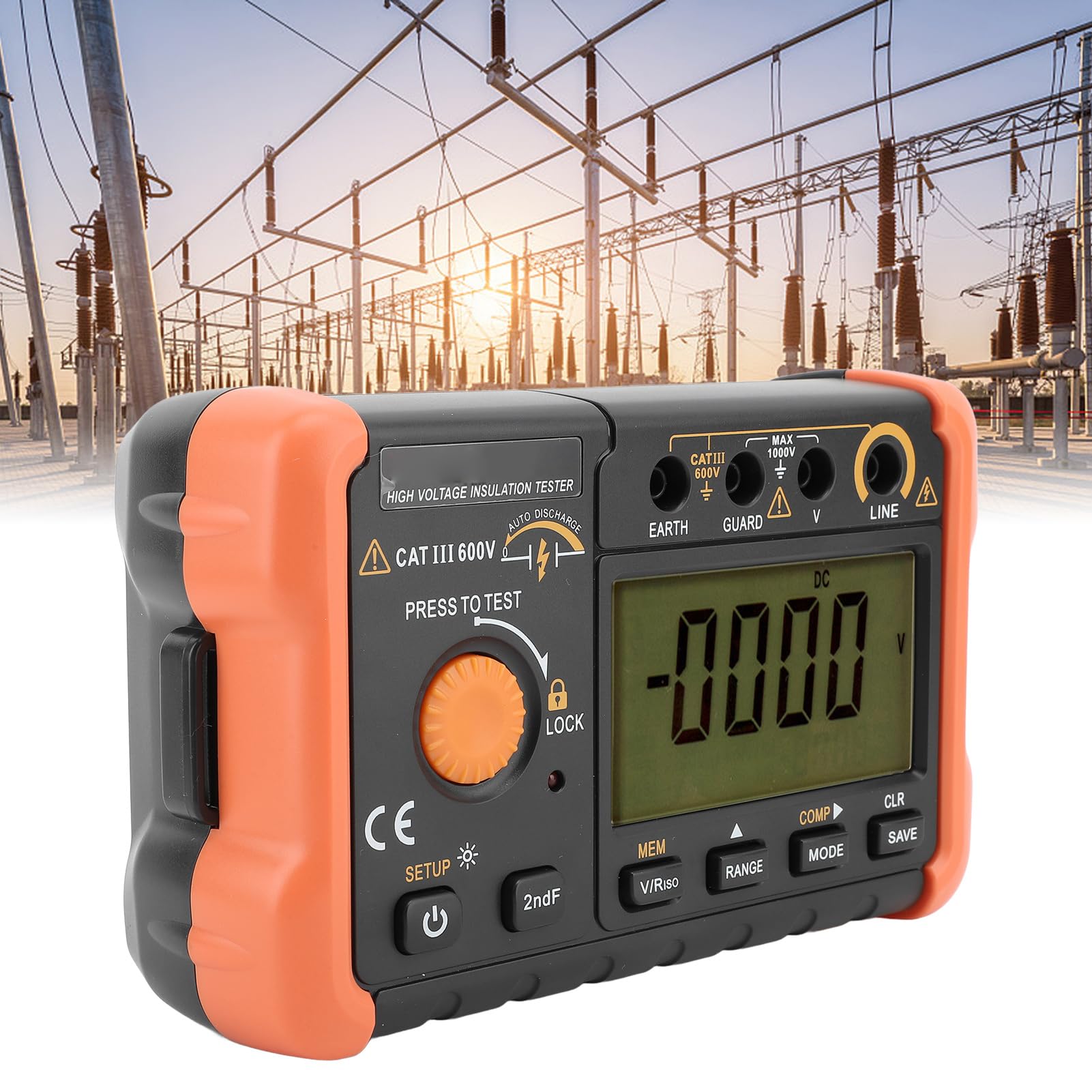 Megaohmmetro Digitale Kethvoz - Tester Isolamento 0.1M&Omega;-2G&Omega;, Tensioni 250V/500V/1000V | Misuratore CA/CC Con Display LCD