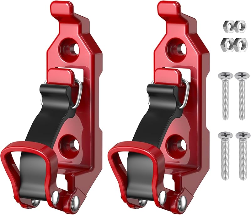 Metal Rubber Shovel Mount for Roof Rack & Truck Bed, Red 2PCS | Truck Jeep Offroad Axe Roof Rack Shovel Mount, Shovel Holder for Truck & Quick Fist Mounting Clamps Fit 0.67"-1.57" D Tools