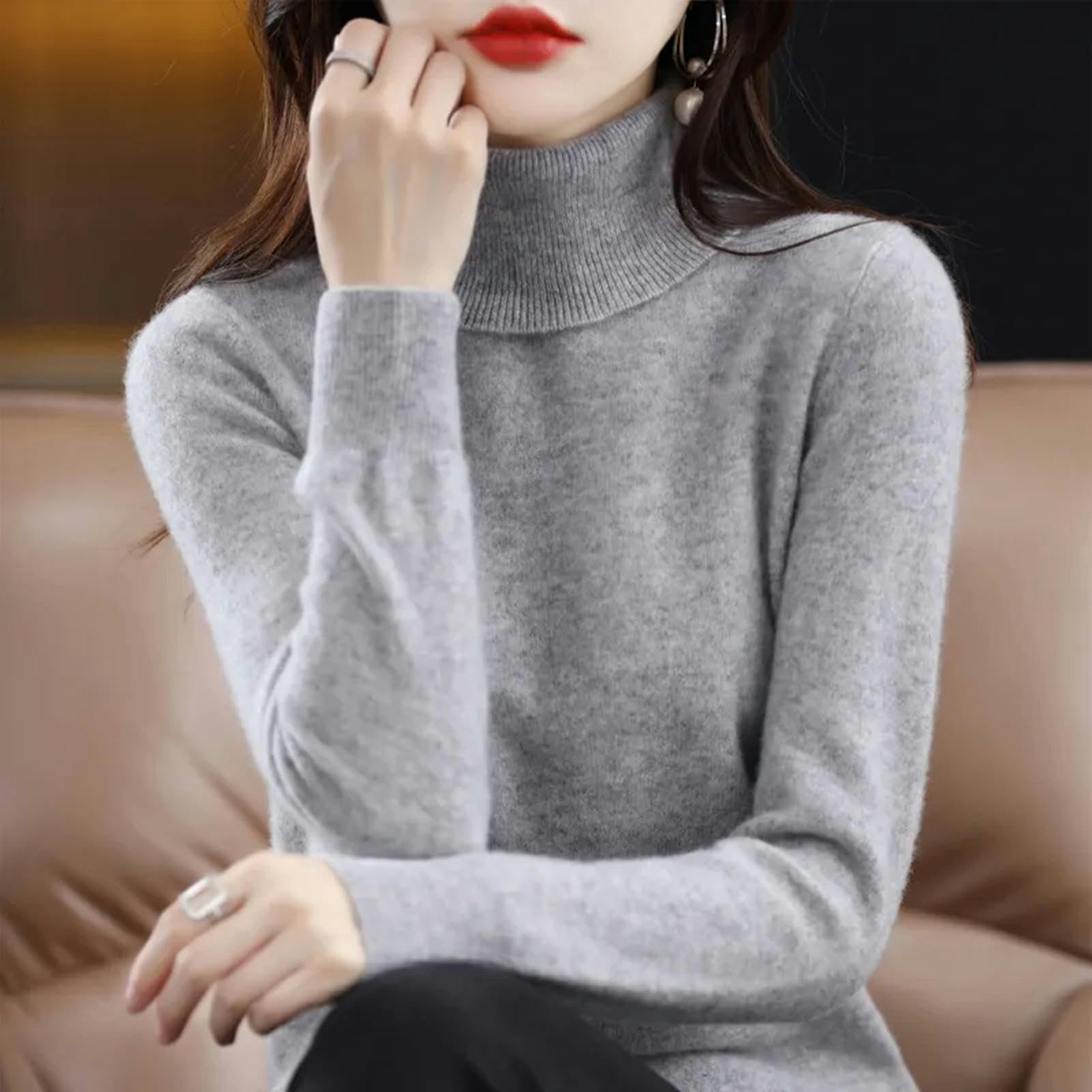 TEidea Maglione Donna Maglione da Donna Inverno Maglione A Torta Calda Invernale: Pullover Femminili A Maglia Ad Alto Colletto in Dimensioni S-XXL