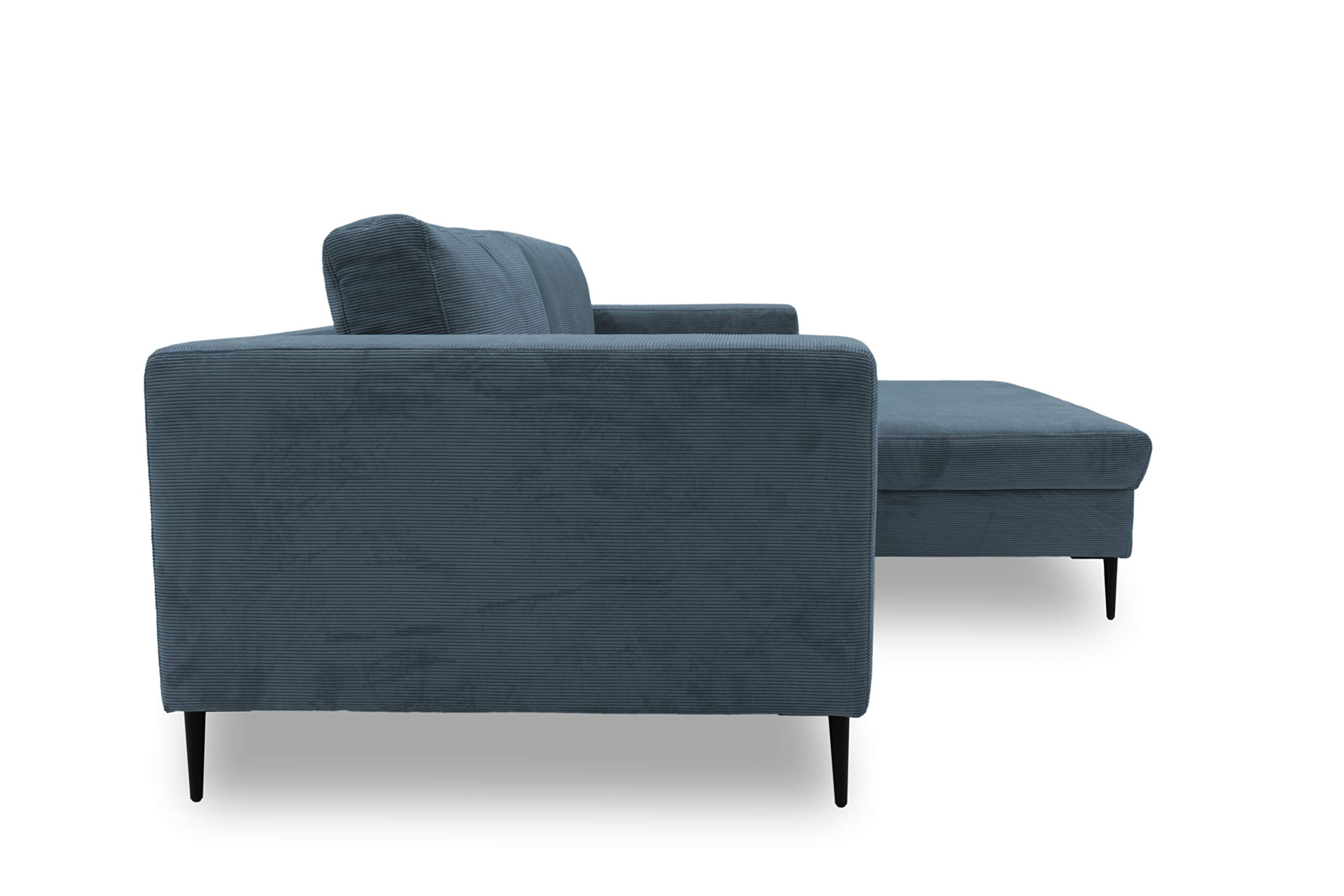 DOMO Ecksofa Modica Grau-Blau - Moderne Eckcouch 244x173cm Bodenfrei