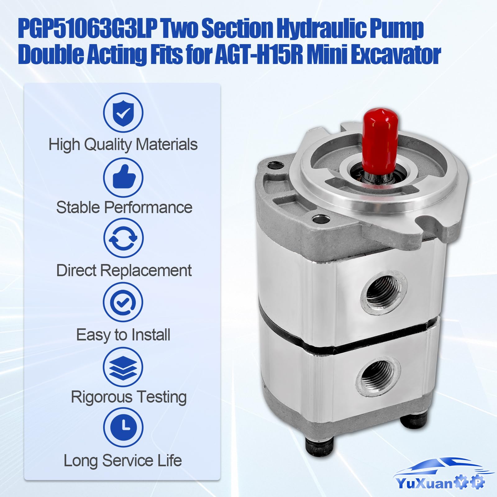 Dwuczęściowa pompa hydrauliczna dwustronnego działania pasuje do minikoparki AGT-H15R PGP51063G3LP