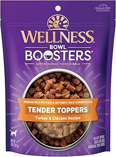 Wellness Bowl Boosters Tender Toppers, Dog Food Topper for Small, Medium, & Large Breeds, Grain Free, Natural, Turkey & Chicken, 8 Ounce Bag (Pack of 1)