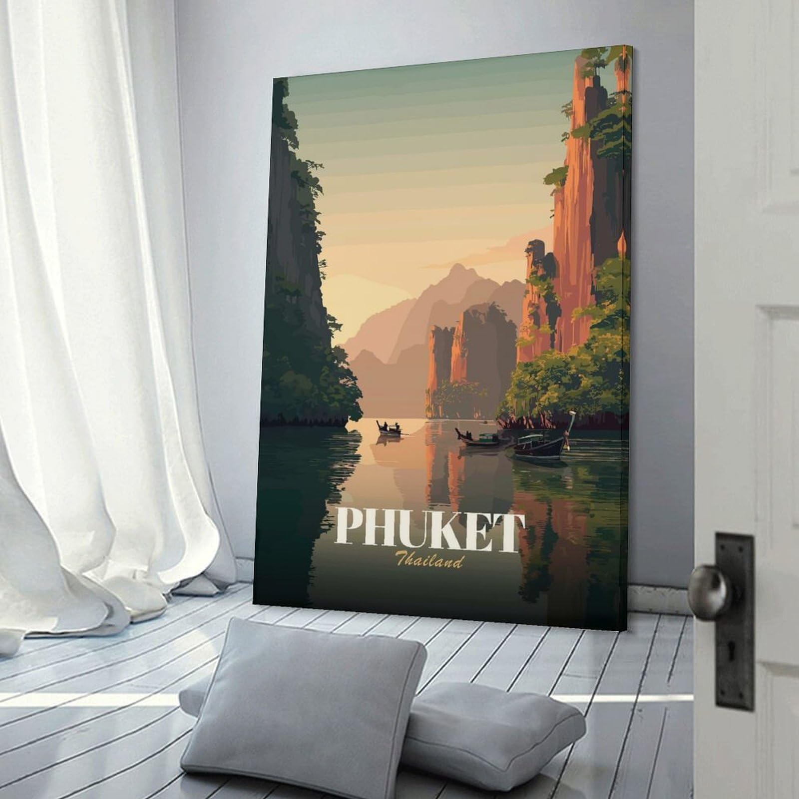 Junmoney Wall Art Print Phuket Thailand Travel (2), 24x36inch(60x90cm), for Living Room, Bedroom Or Apartment Walls, Modern Wall Decor for Cosy Interiors