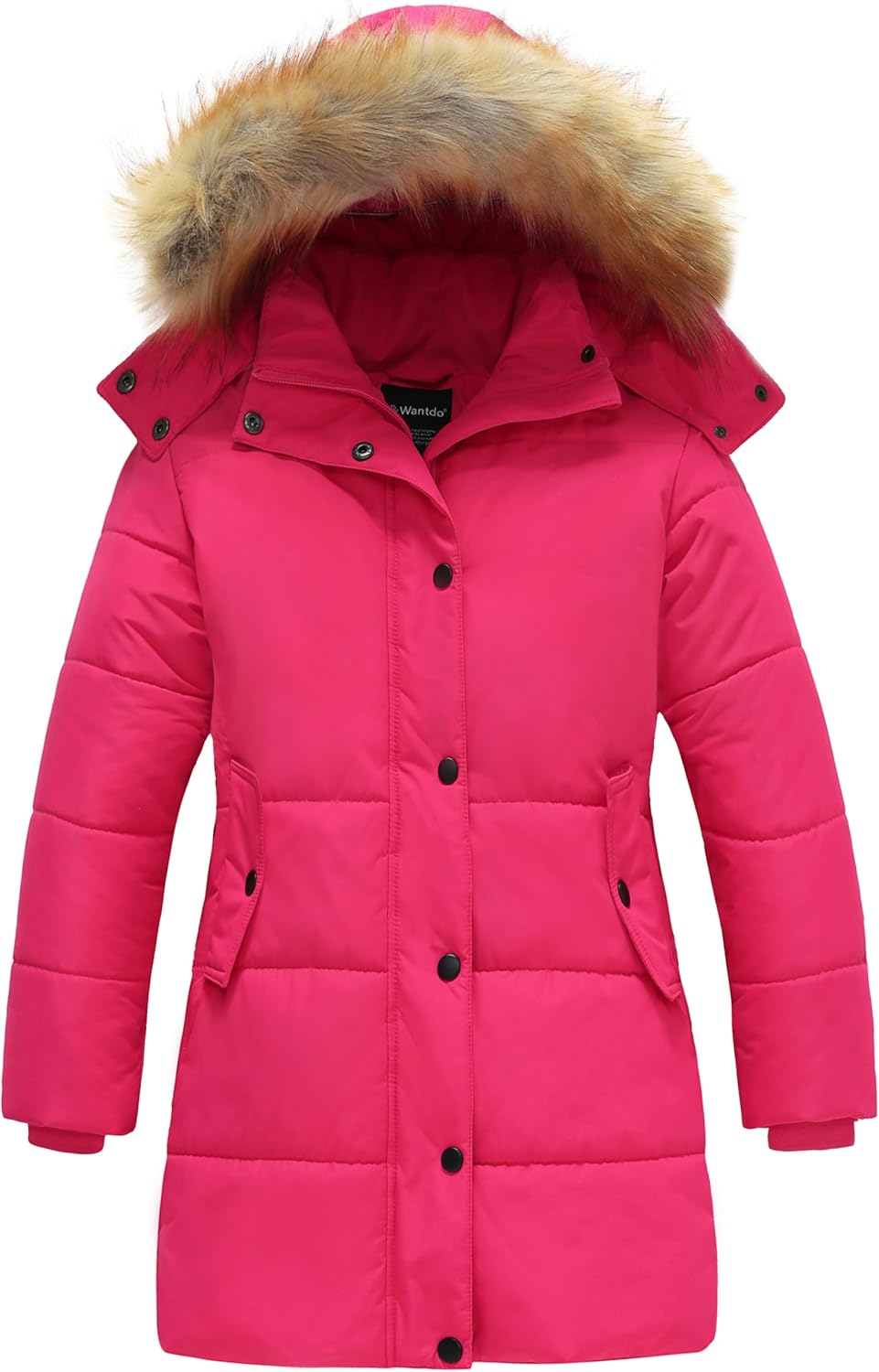 wantdo Girl's Winter Coat Long Puffer Jacket Fleece Parka with Hood Waterproof