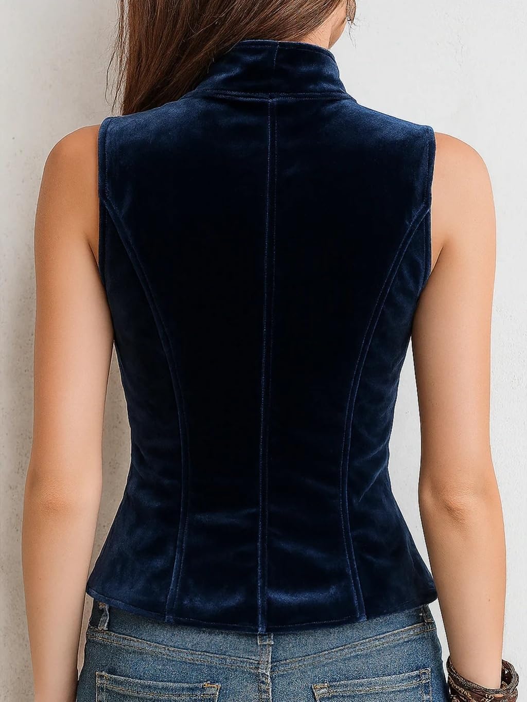 Velvet Vest Women Sleeveless V Neck Double Breasted Suit Vest for Women Trendy 2026
