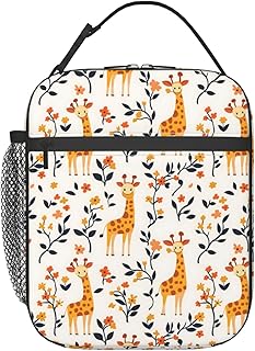 Insulated Lunch Box for Kids Boys Girls, Reusable Lunch Bag for School, Office, Picnic, Work, Travel, Cute Giraffe Theme Lunch Box