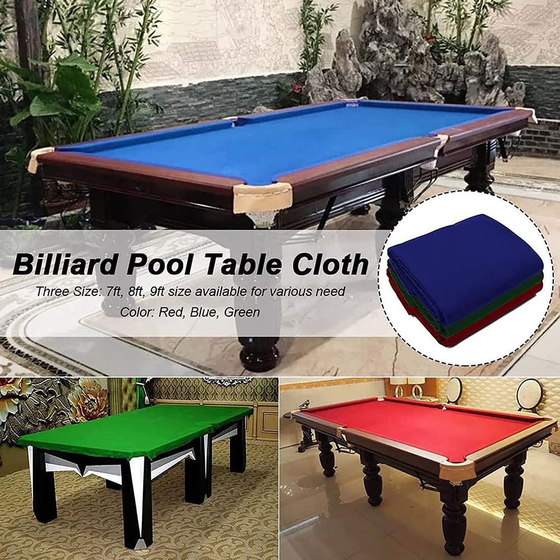 Nappe De Billard DASNTERED En Laine/nylon – Pour Table 2.1/2.4/2.7 M, Inclut 6 Bandes De Coussin