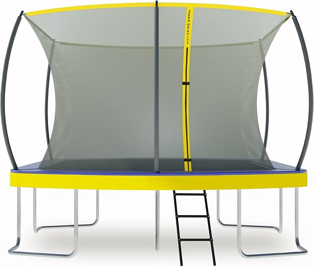 ZERO GRAVITY Ultima 5 Rectangular Barrel Trampoline in 3 Sizes. High Specification with Safety Enclosure Netting and Ladder