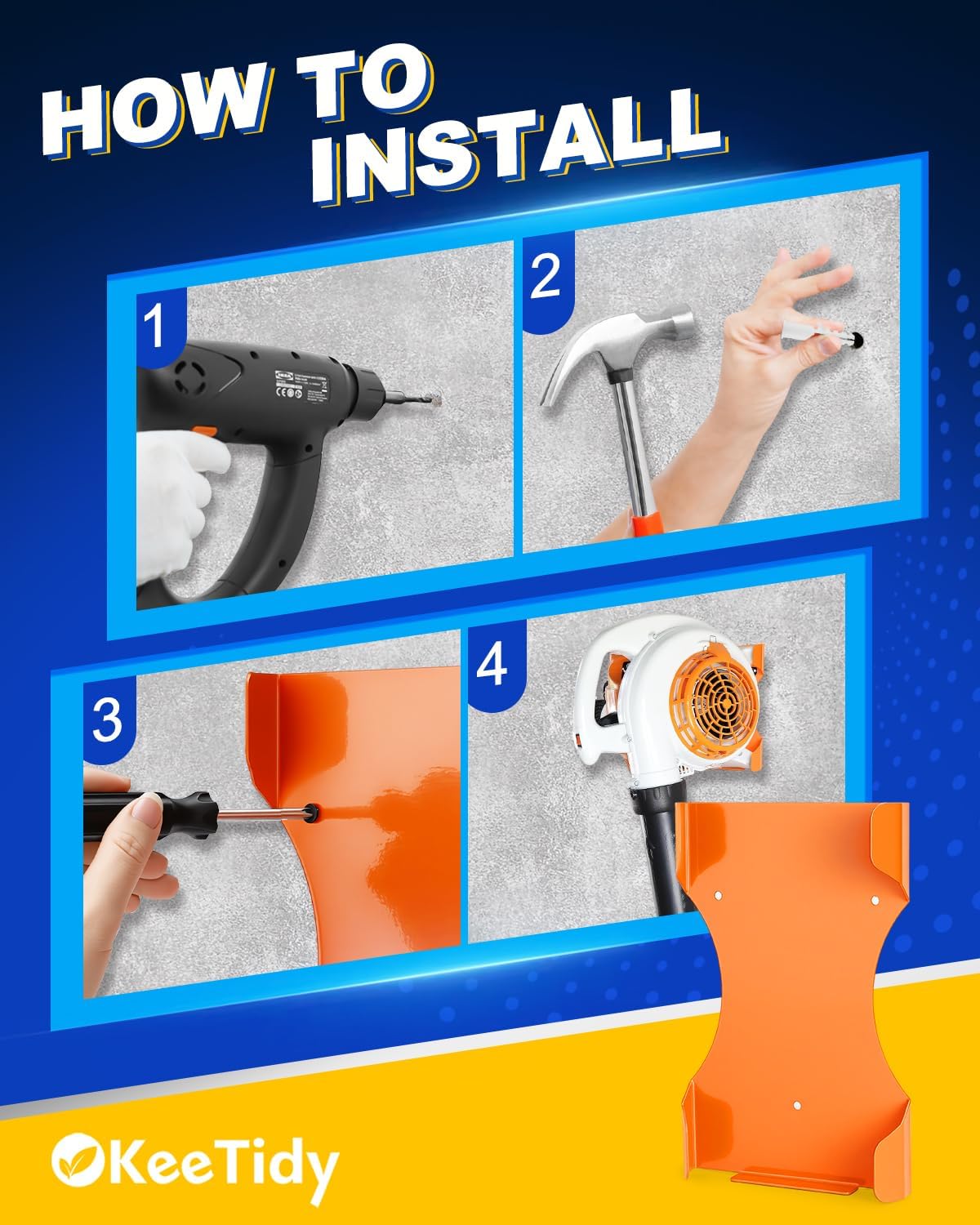Leaf Blower Hanger for Stihl BG-56, BG-66, BG-86, SH-56, SH86, Upgrade Handheld Blower Rack for Garage Wall, Leaf Blower Holder