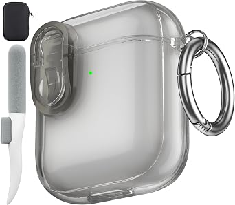 Valkit Compatible Airpods Case Cover Clear with Cleaner Kit & Lock, Soft TPU Airpods 2/1 Generation Case Transparent Shockproof Protective Case for Airpods 2nd/1st Gen Charging Case