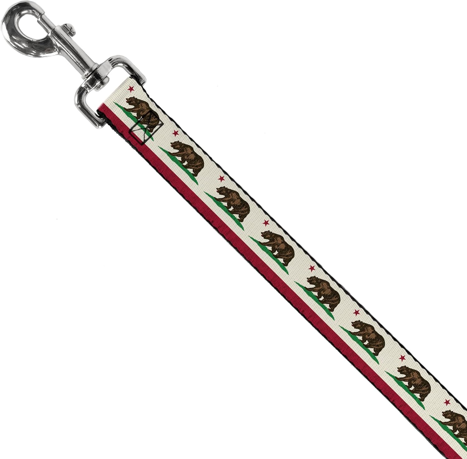 Buckle-Down Pet Leash - California Flag Bear Weathered White - 6 Feet Long - 1" Wide