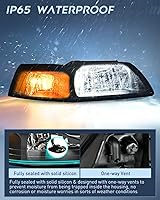Vista 4 de Ensemble de phares Nilight para montar en Ford Mustang 1999, 2000, 2001, 2002, 2003 y 2004; carcasa negra, reflector transparente, lado