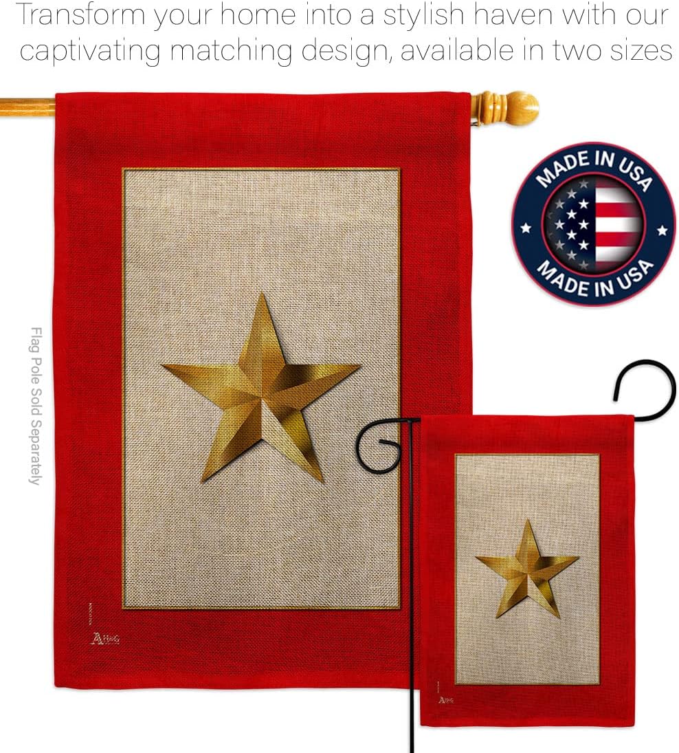 Gold Star Garden Flag Burlap Home Decor Banner Wall Art Patio Lawn Porch Room Decorations Small Outdoor Tapestry Yard Sign Armed Forces Official US Military Memorabilia Memorial Day Gift Made in USA