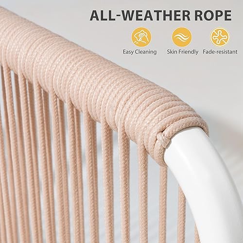 Miniatura 5 de Juego de muebles de patio, muebles de patio al aire libre, sofá seccional de metal de gran tamaño, juego de conversación de 4 asientos con cojín