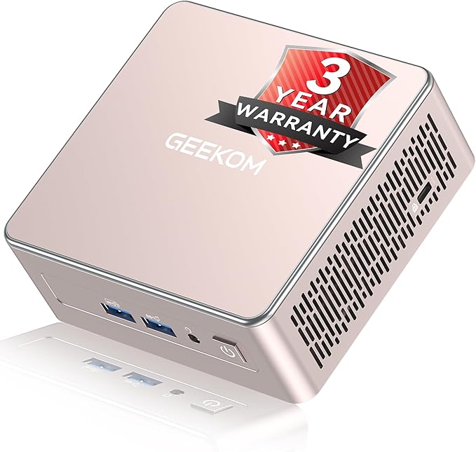 GEEKOM A5 2026 Mini PC with Windows 11 Pro, with AMD Ryzen 5 7430U (Beats 4300U/5500U, Up to 4.4GHz) 16GB High Speed RAM & 512GB SSD, Dual HDMI 8K Quad Display/WiFi 6 for Video Editing/Graphic Design
