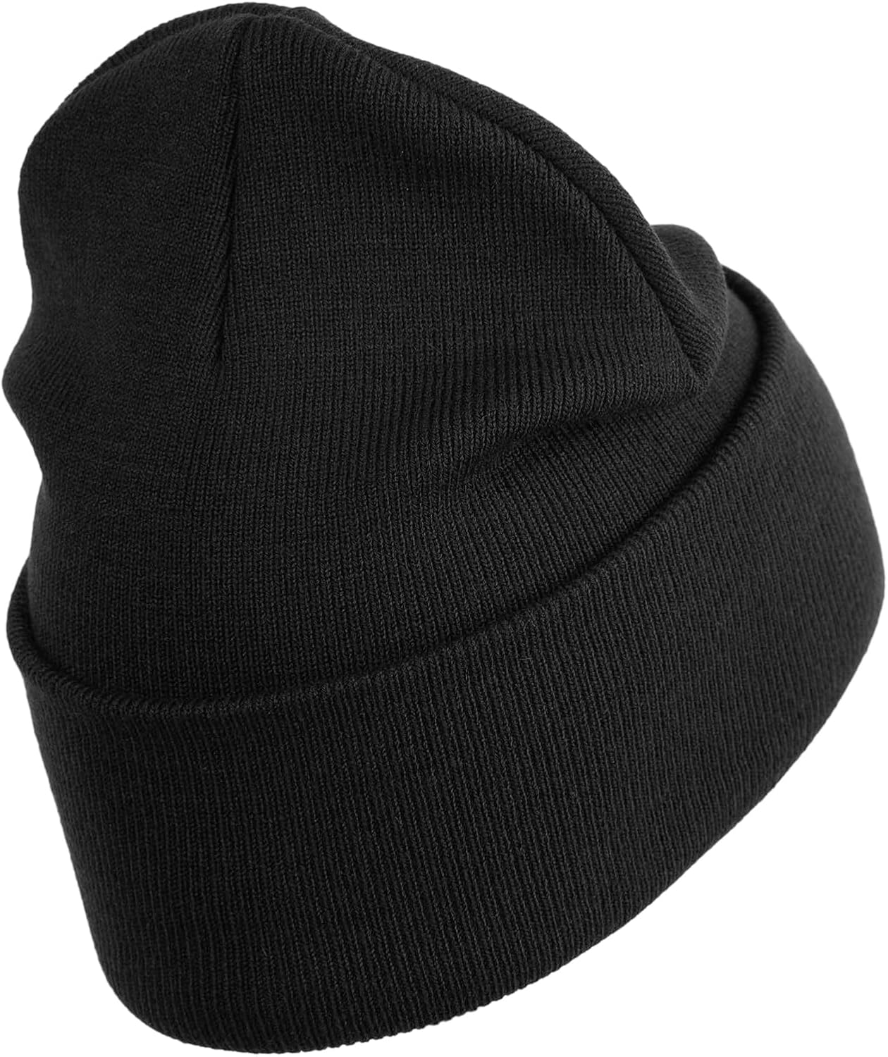 US Marine Veteran Flag Logo Embroidered 12 Inch Solid Knit Cuff Long Beanie Made in USA