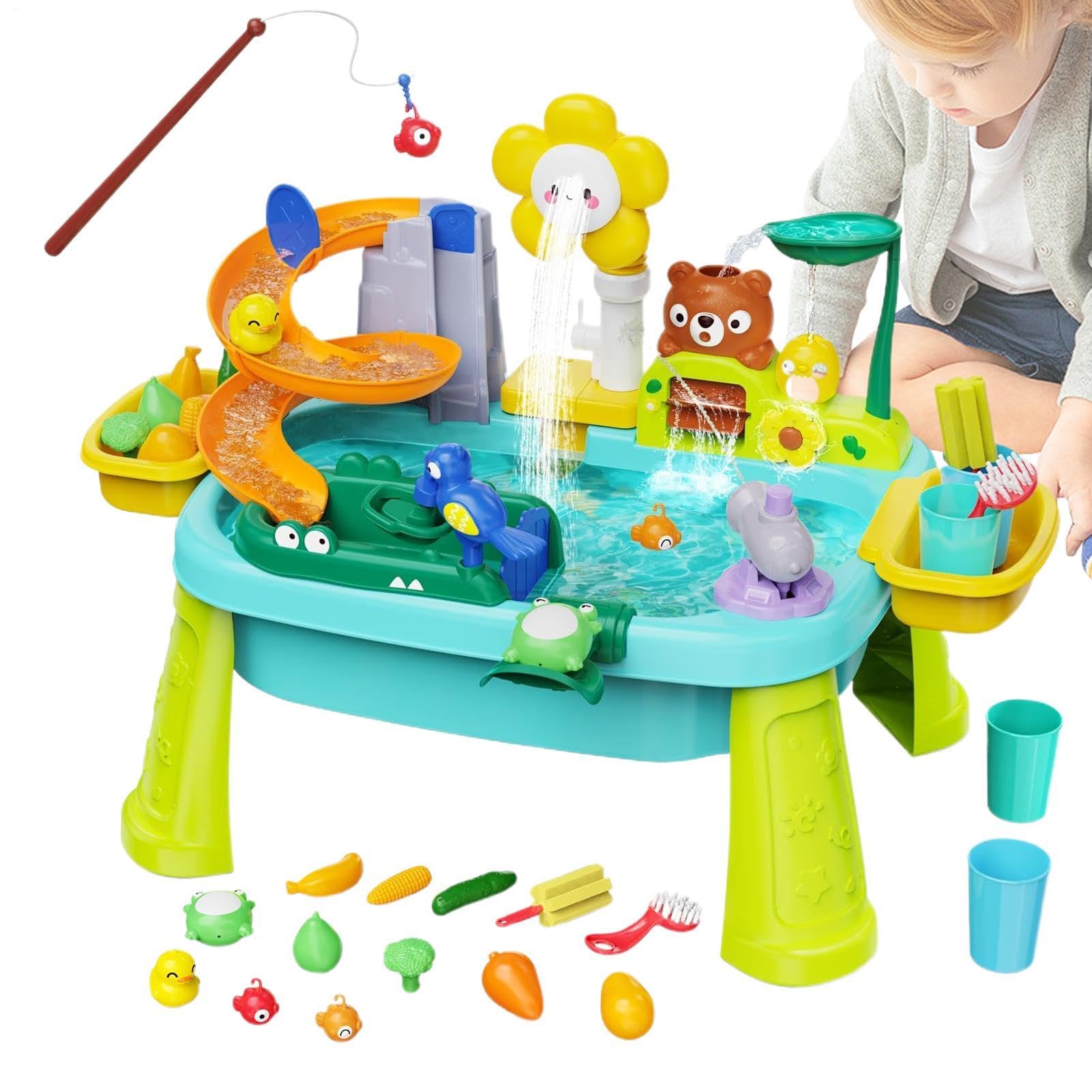 Mesa De Juegos De Agua Infantil Juguete Sensorial Magnético E Interactivo | Mesa Acuática, Set de Cocina con Bomba Para Niñas Pequeñas Y Preescolares En Jardín Patio Parque Y