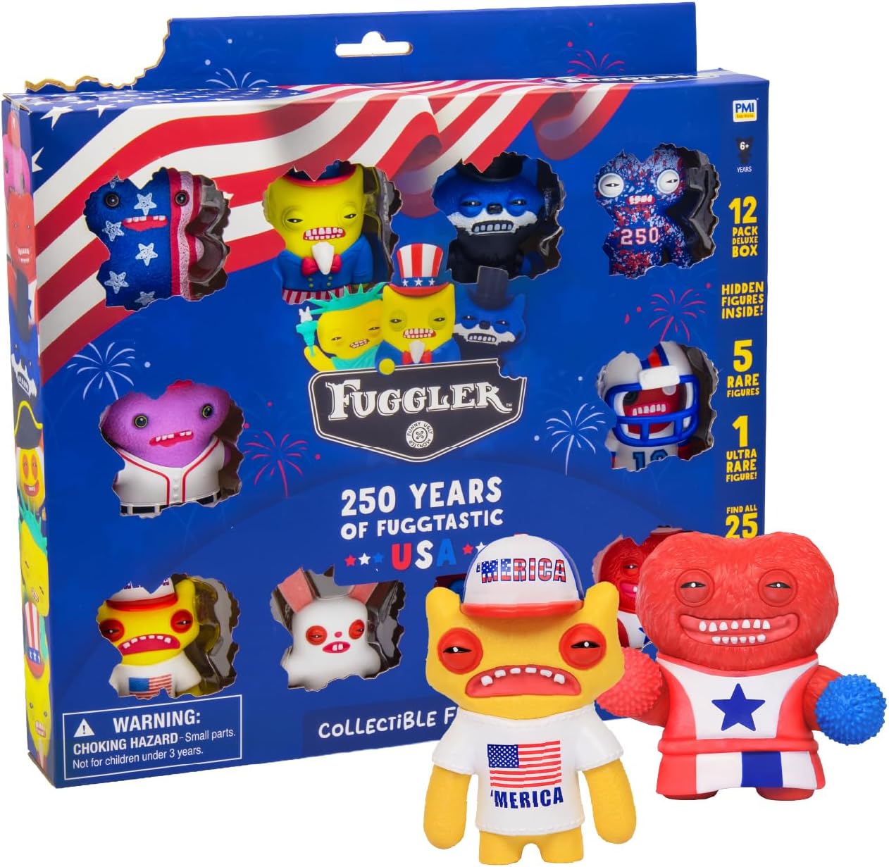 Fuggler USA 250 Anniversary Collectible Figures 12 Pack Deluxe Box Mystery Characters Patriotic Edition 25 Styles Rare Ultra Rare Figures Toy B