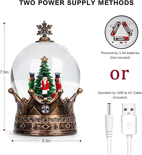 Vista 280 de Linterna de globo de nieve de Navidad, muñeco de nieve brillante con música, forro USB/funciona con pilas, linterna iluminada para decoración