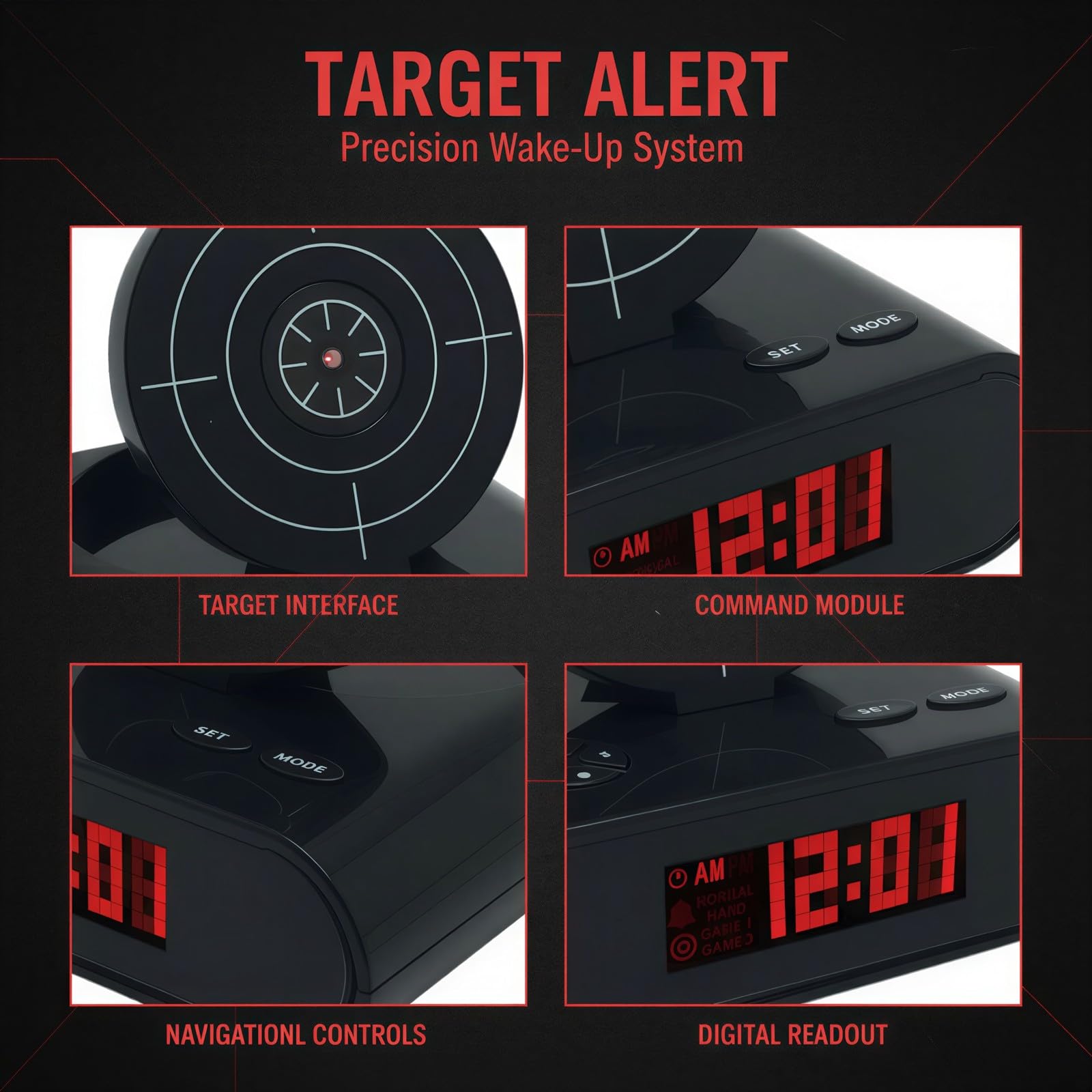 Sveglia digitale con timer per sparatutto con pistola e bersaglio, display a LED, gadget per sveglia, registrazione vocale e doppia modalità, gioco di tiro digitale per adulti, giocattoli regalo