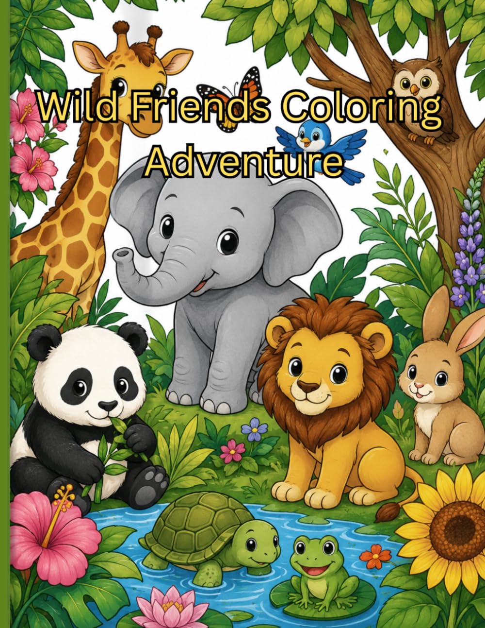 Wild Friends Coloring Adventure: Fun Animals, Nature, Flowers & Cute Jungle Friends for Kids
