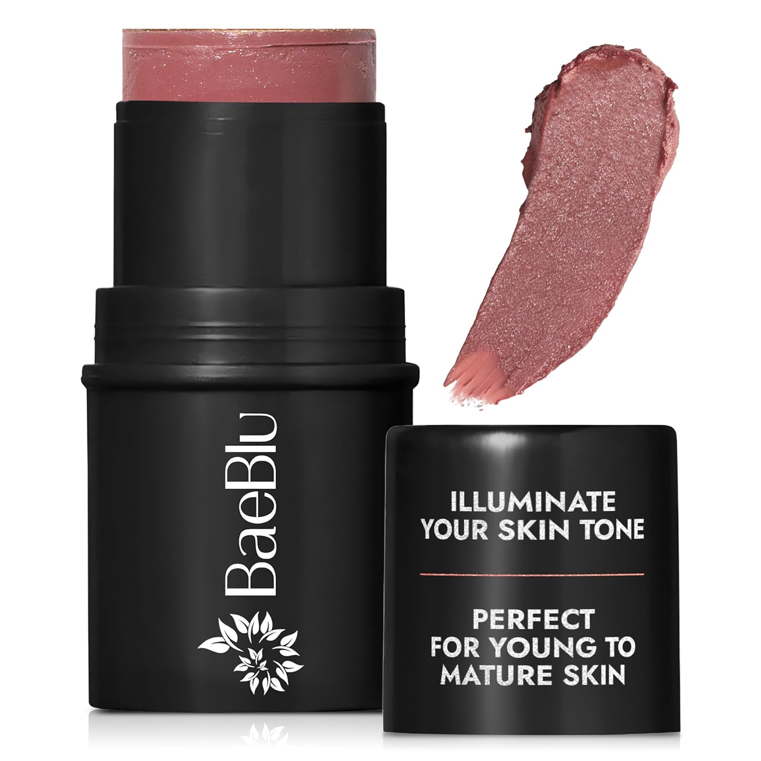 BaeBlu – Organic Blush Tube, Cabernet – 100% Natural Vegan Cream Blush Sticks, Multi-Use Bronzer, & Highlighter for Lips, Cheeks & Eyes, Buildable Shimmer, Gluten-Free, Paraben-Free, Made in USA