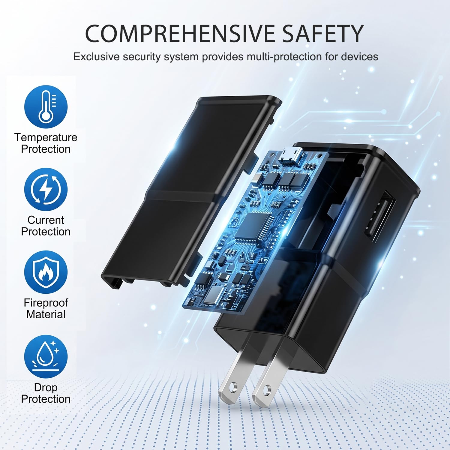 Cargador tipo C, carga rápida, paquete de 2 cargadores USB C Android de pared para teléfono y cable de carga de 1,8 m para Samsung Galaxy S26/S25/S24/S23/S22/S21/S20/S10/S10/S10E/S9