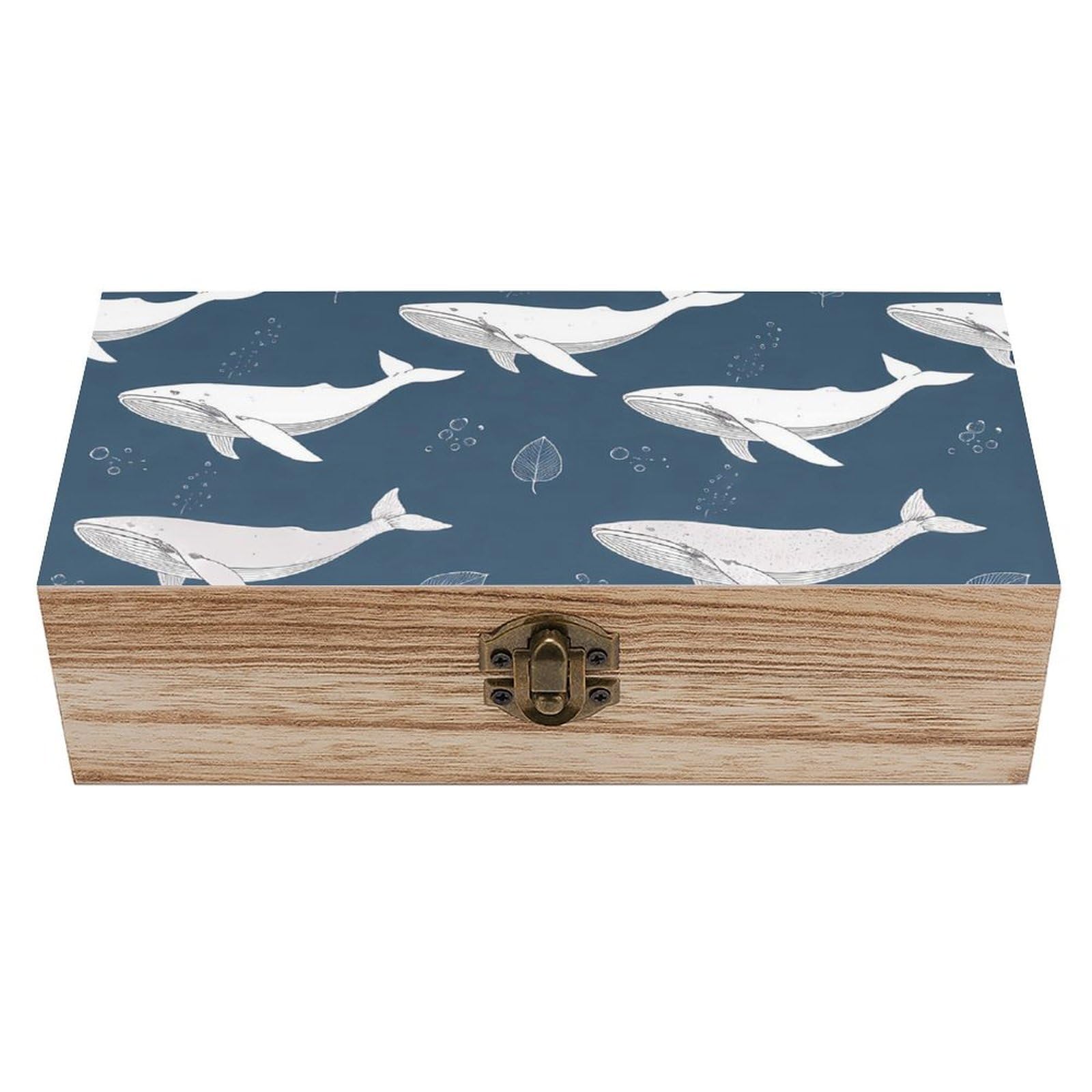 HLBSDM Orca Killer Whale Wooden Storage Box