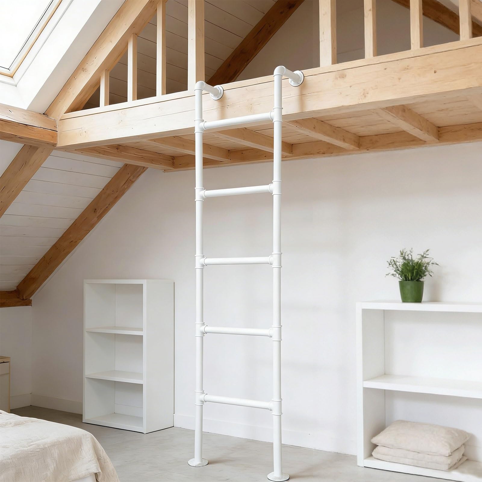 Échelle d'accès pour fenêtre de sous-sol blanche ou mezzanine de 190 cm
