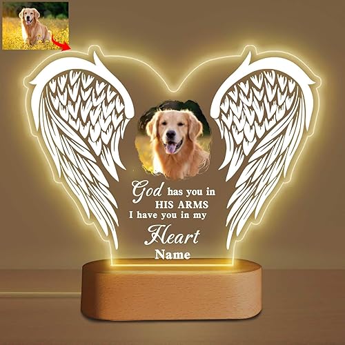 Regalo de luz nocturna conmemorativa personalizada para mascotas, placa acrílica personalizada para perros, gatos, marco de fotos, regalo de