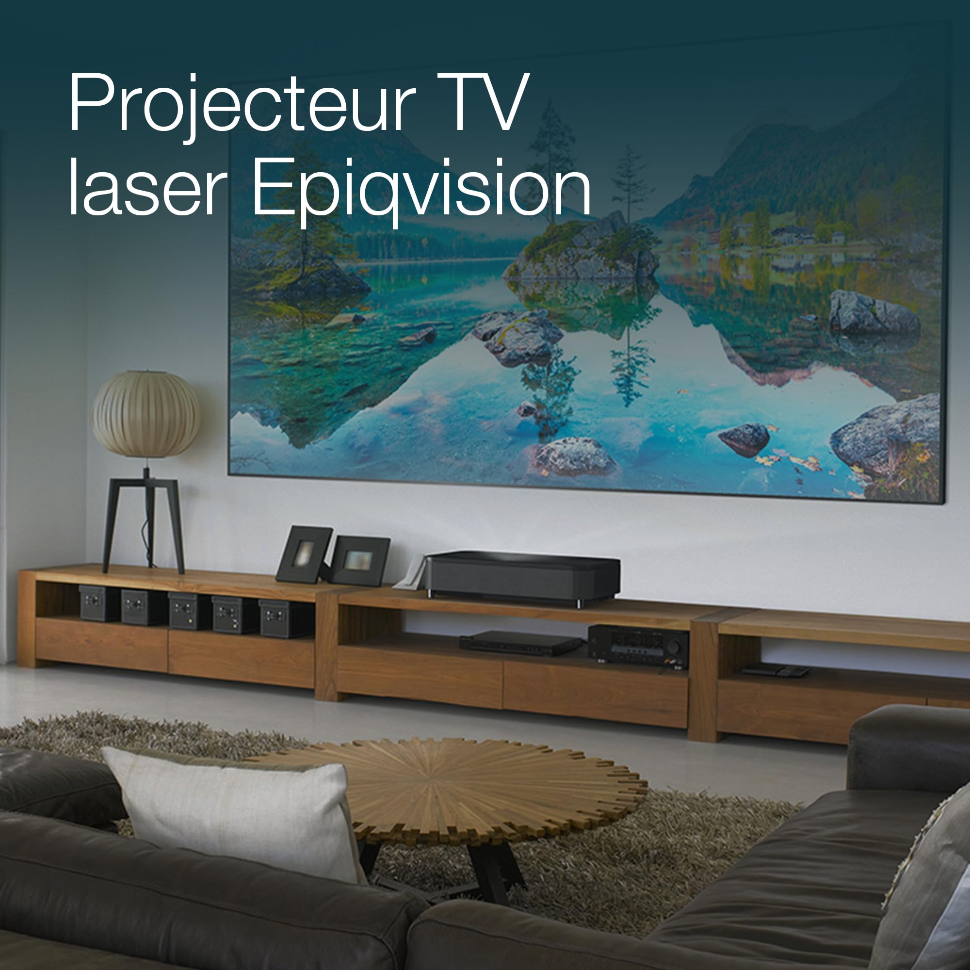 Epson Lifestudio Grand Plus EH-LS800B | Project. laser TV intelligente 4K home cinéma ultracourte focale | 4 000 lumens | 3LCD | Sound by YAMAHA | Android TV | Affichage 150 po | Garantie 5 ans | Noir