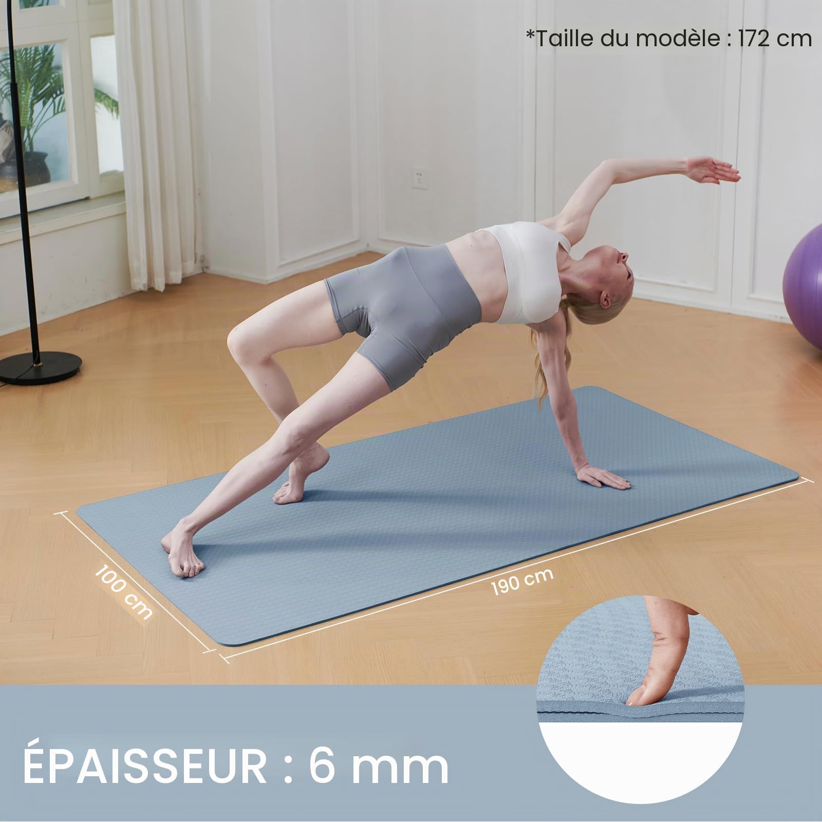 Good Nite Grand tapis de yoga XXL - Tapis de gymnastique antidérapant en TPE pour yoga, pilates, entraînement, gym
