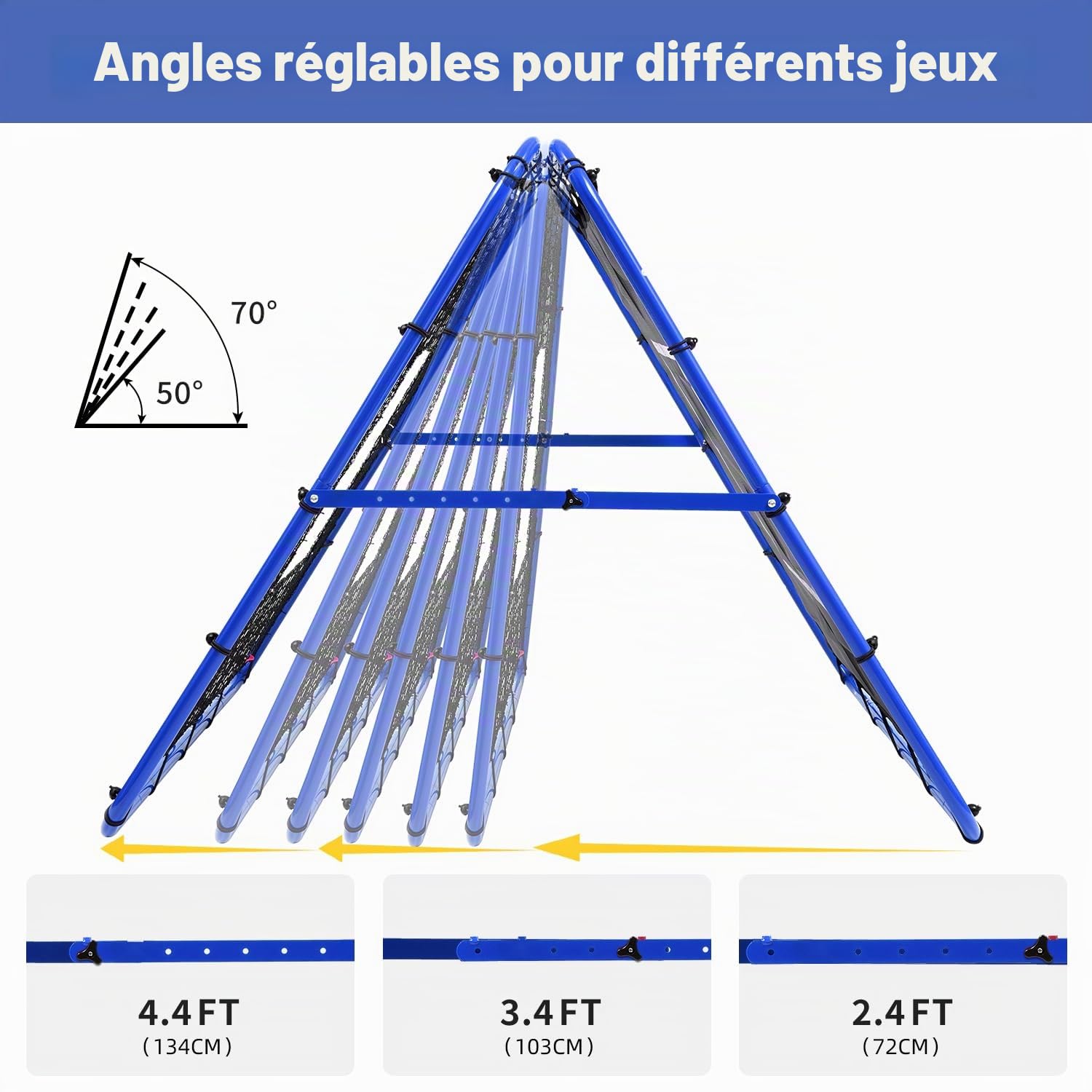 Bagail Filet de Rebond Double Face, Filet de Football avec Tige Peinte renforcée, Angle réglable, Structure Pliable, But de Football Portable de Jardin