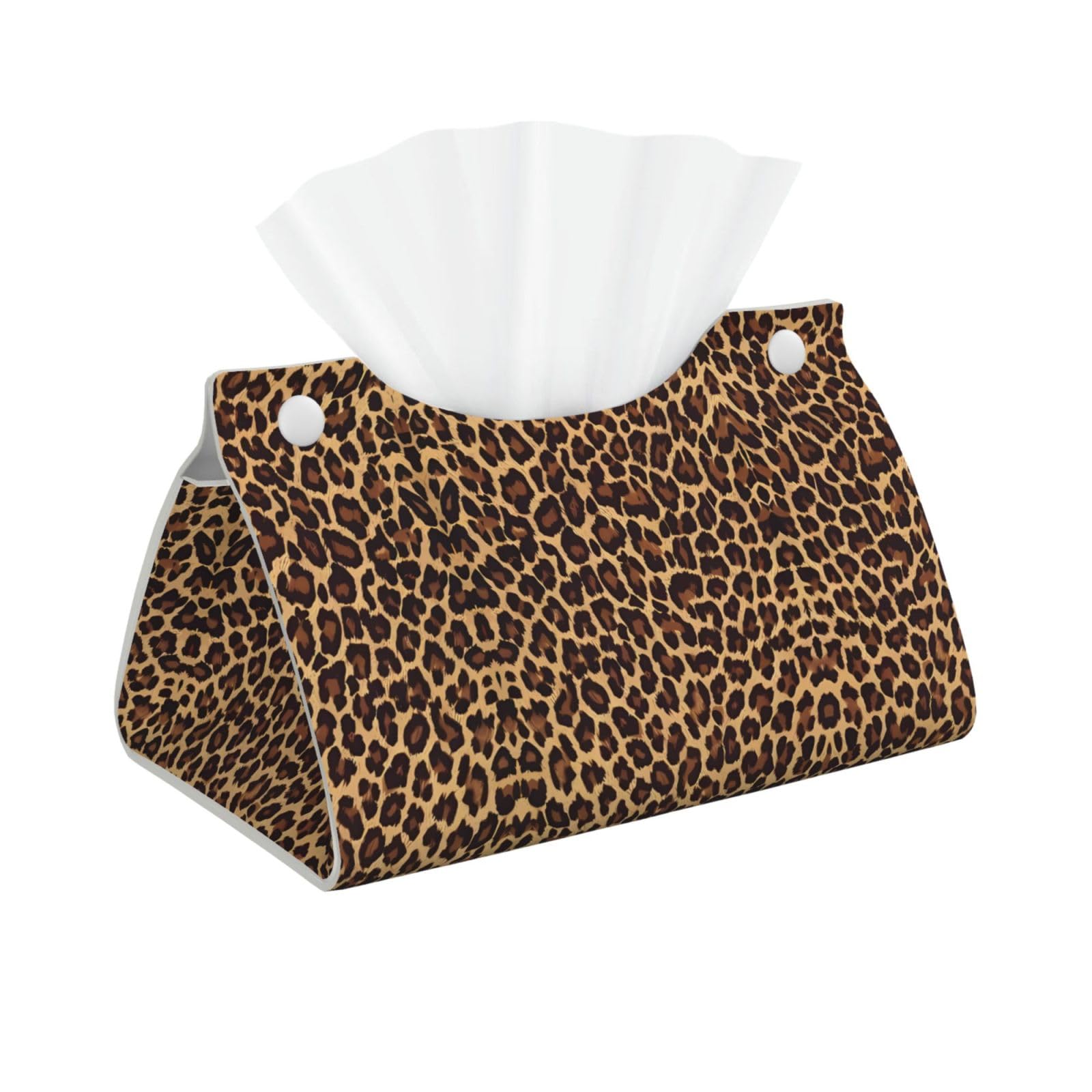 Cool Cheetah Leopard Print Long Tissue Box Cover Holder Foldable Leather Organizer for Vanity, Nightstand, Desk & Bathroom